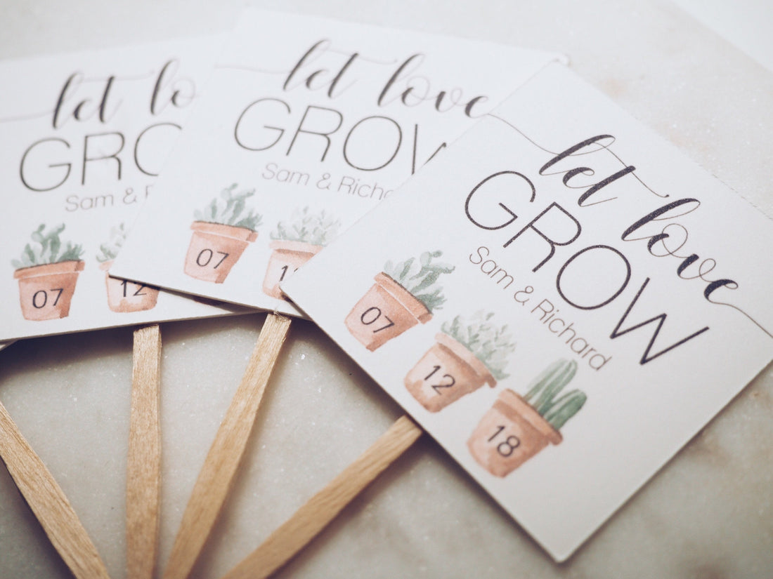 Succulent - Let Love Grow Favor Tags  - Creativien